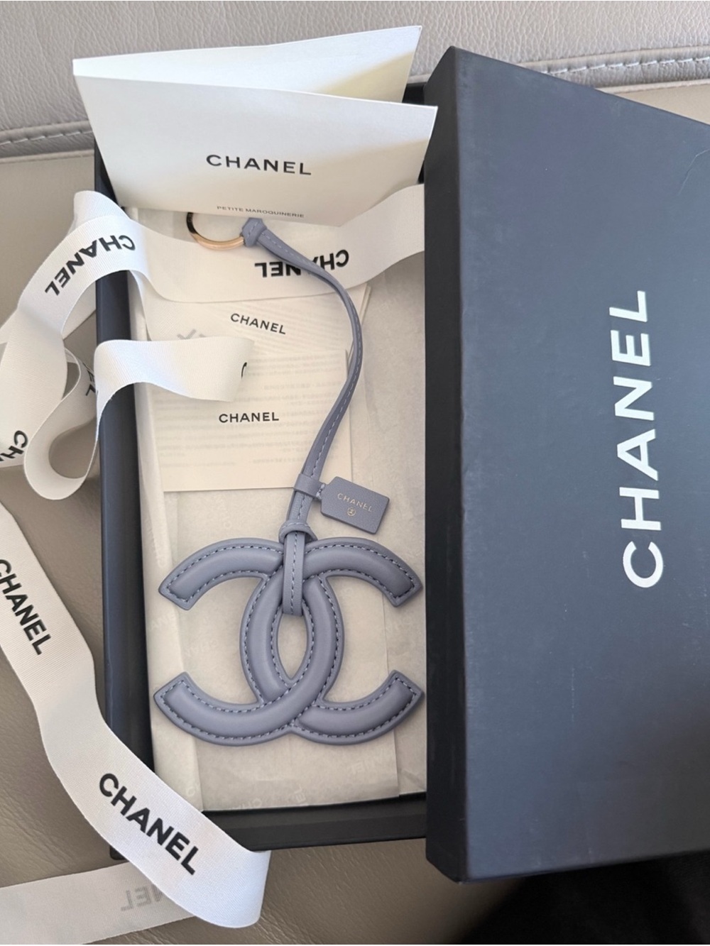 CHANEL Lavender CC Leather Charm Key & Card Holder